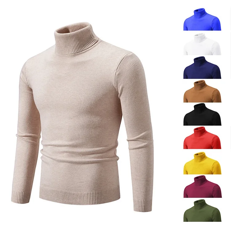 Men's Retro Minimalist Solid Turtleneck Knit