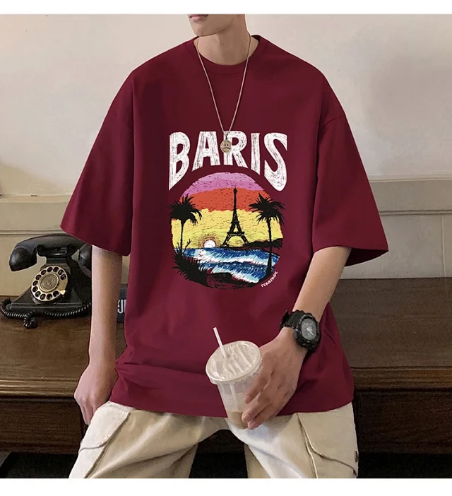 Men's Heavyweight Cotton Oversized Streetwear Tee Detail
