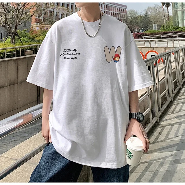 2025 Men's Bear Print Heavyweight Cotton T-shirt Detail