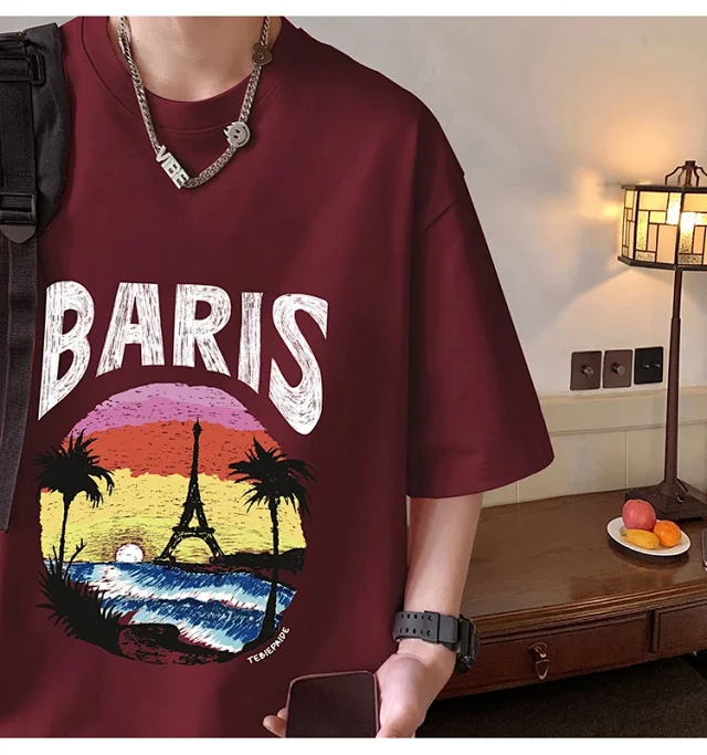 Men's Heavyweight Cotton Oversized Streetwear Tee Detail