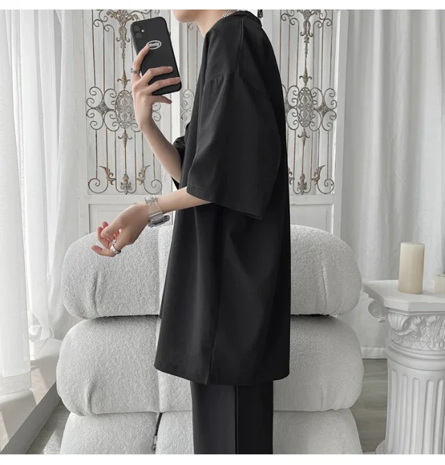 Unisex Oversized Ice Silk Draped Tee Detail