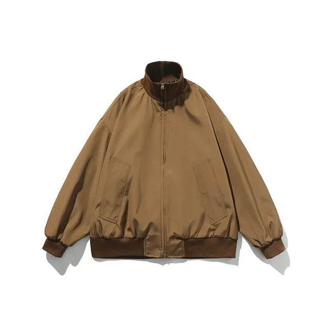 Men's Oversized Cropped Vintage Bomber Jacket Detail