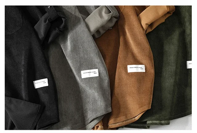 Men's Mid-Sleeve Vintage Korean Corduroy Shirt Detail