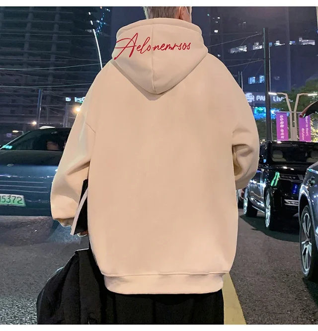 American Streetwear Men's Oversized Cotton Hoodie Detail