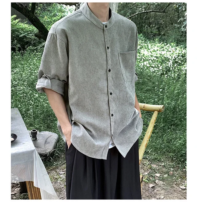 Men's Vintage Korean Corduroy Shirt Jacket Detail
