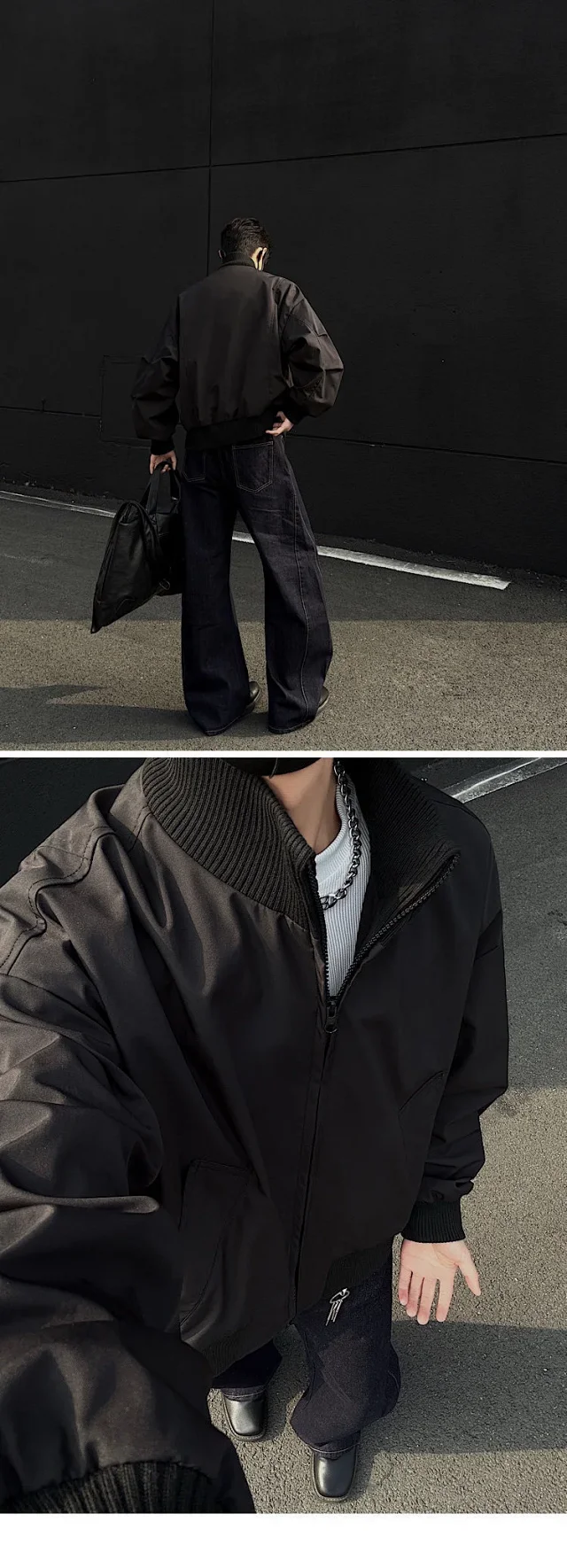 Men's Vintage Oversized Bomber Jacket Detail