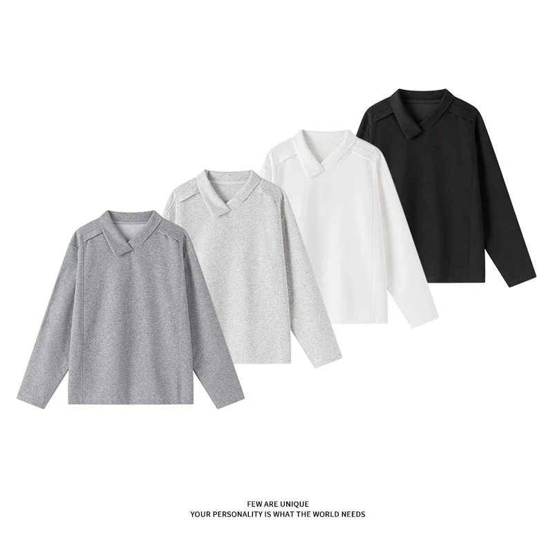 Men's White Long Sleeve Deconstructed Polo