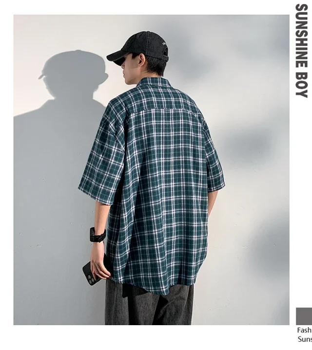 Men's 2025 New Plaid Short Sleeve Shirt Detail