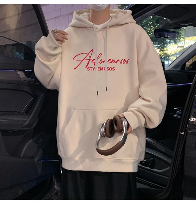 American Streetwear Men's Oversized Cotton Hoodie Detail