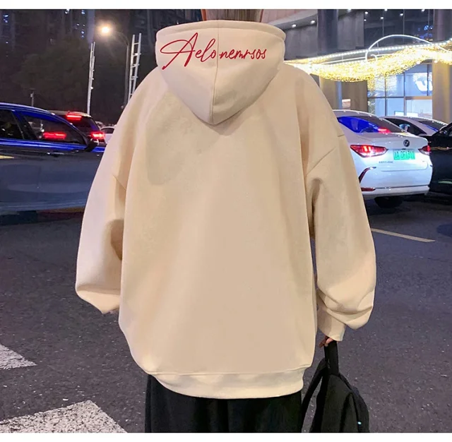 American Streetwear Men's Oversized Cotton Hoodie Detail