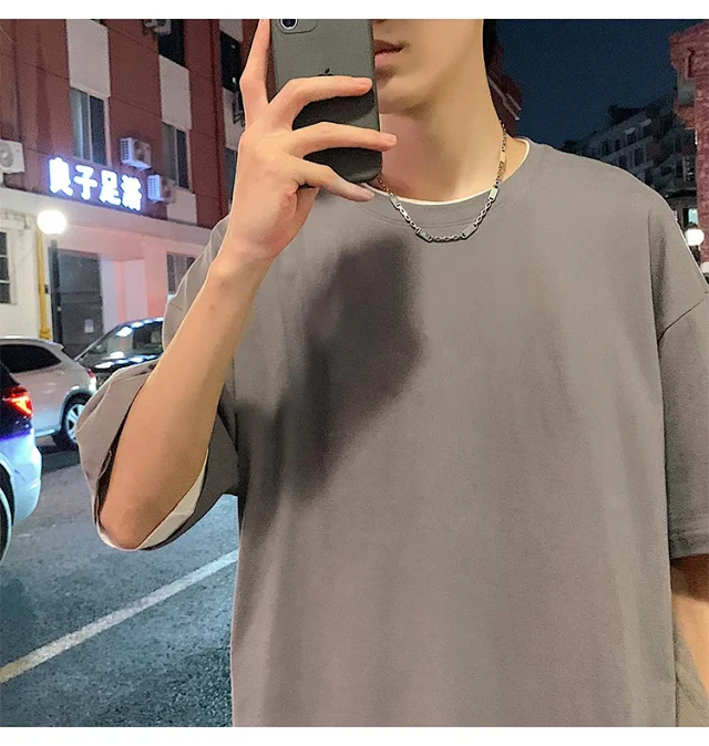 Men's Summer Oversized Heavyweight Cotton T-Shirt Detail