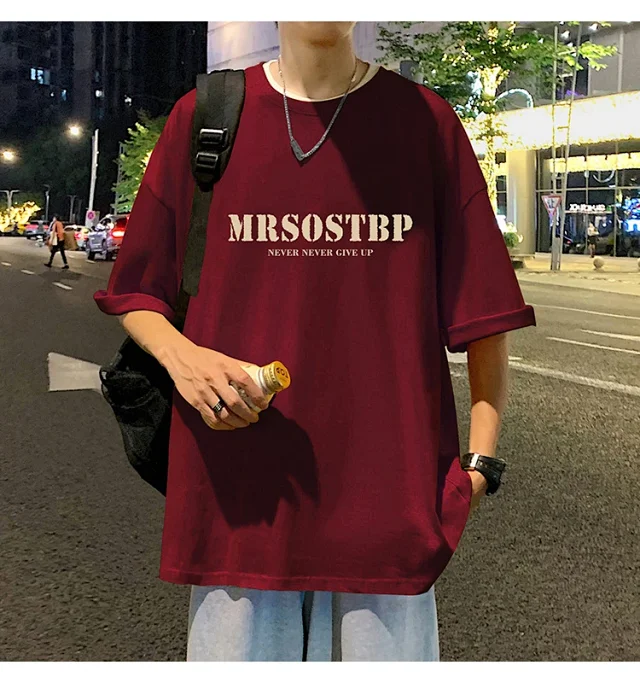 Men's Oversized Cotton Tee 2025 Rose-Print Detail