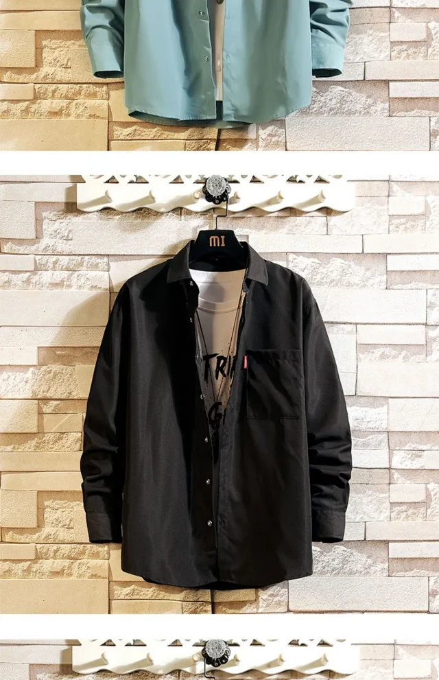 Men's Plus Size Preppy Autumn Shirt Detail