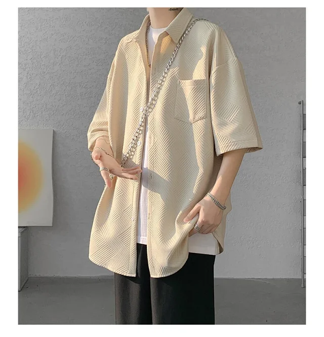Baroque Japanese Men's Boyfriend Short-Sleeve Shirt Detail