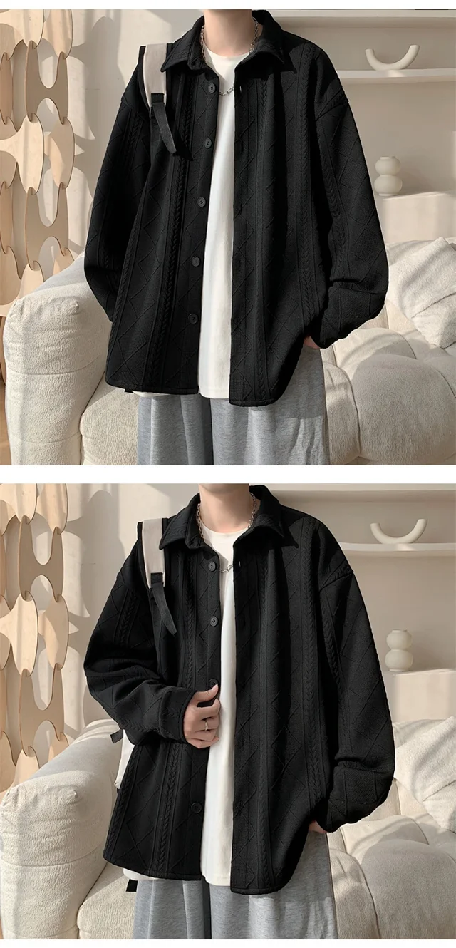 Trendy Boys' Jacquard Long Sleeve Shirt Detail