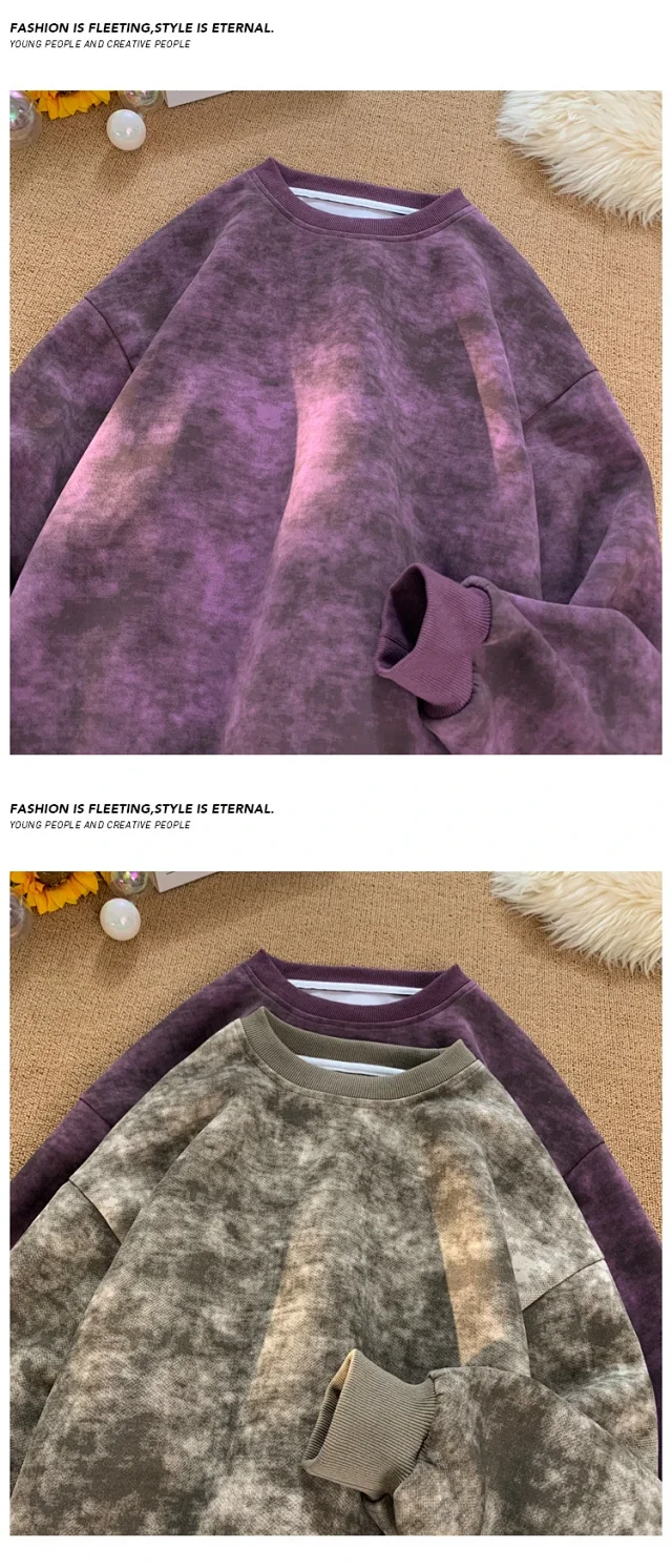 Men's Youth Vintage Distressed Tie-Dye Sweatshirt Detail