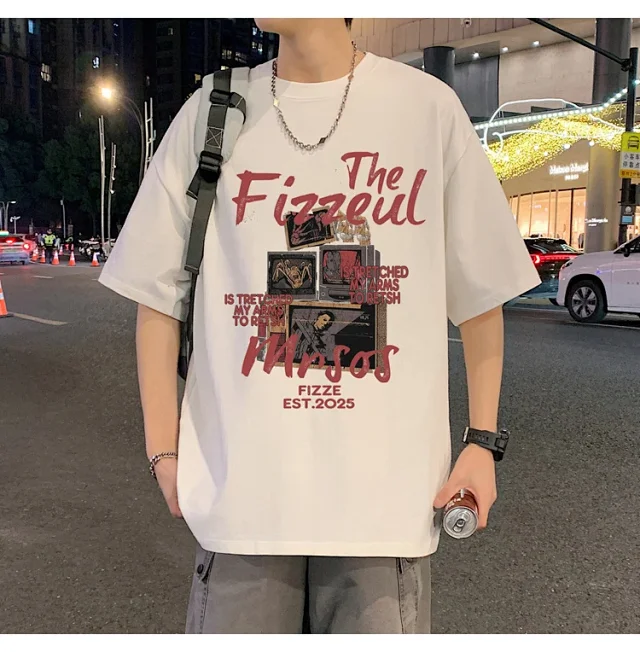 Men's Trendy Oversized Heavyweight Cotton T-Shirt Detail