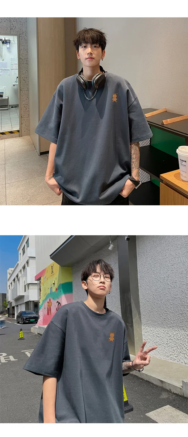 Men's Burgundy 3/4 Sleeve Oversized Tee Detail