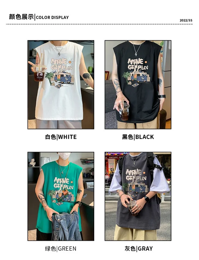 Men's Printed Loose Tank Top Detail