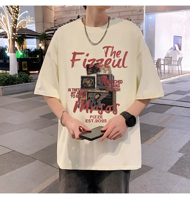 Men's Trendy Oversized Heavyweight Cotton T-Shirt Detail