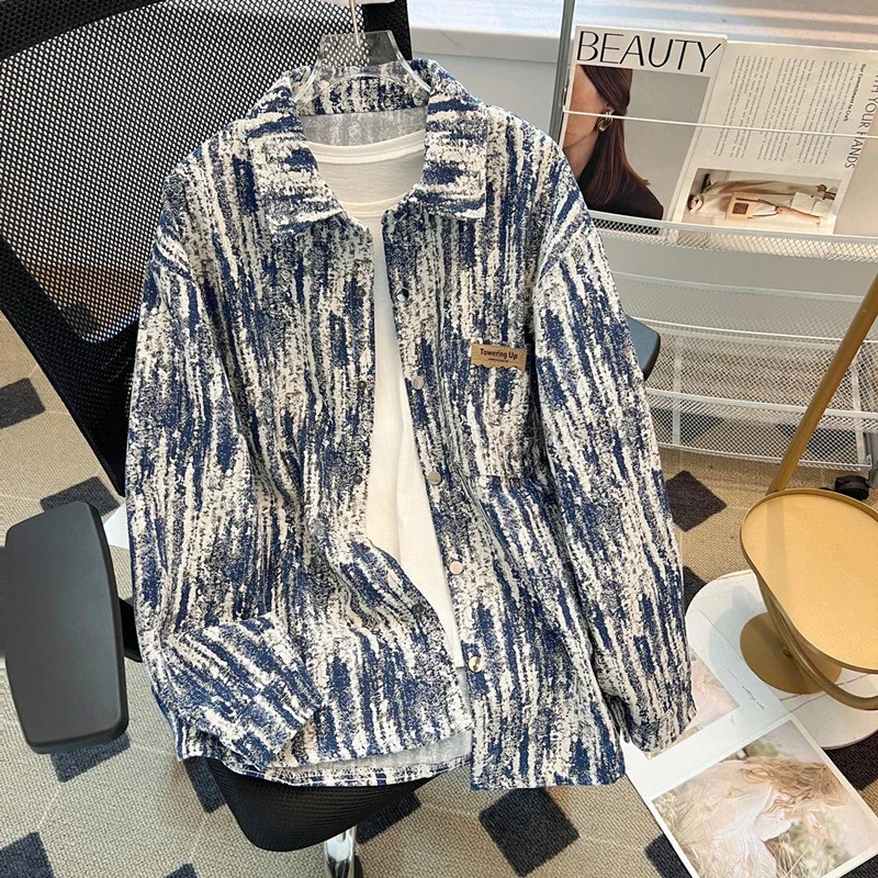 Men's Tie-Dye Oversized Long Sleeve Shirt