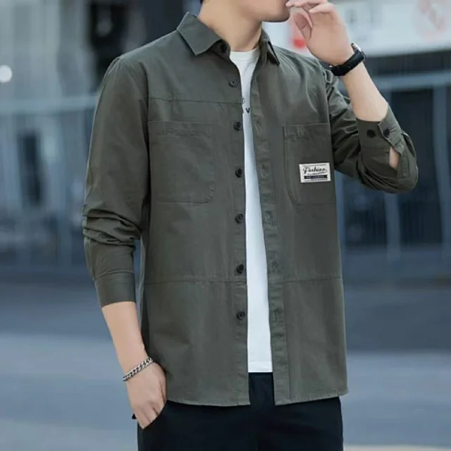 Men's 100% Cotton Long-Sleeve Work Shirt Detail