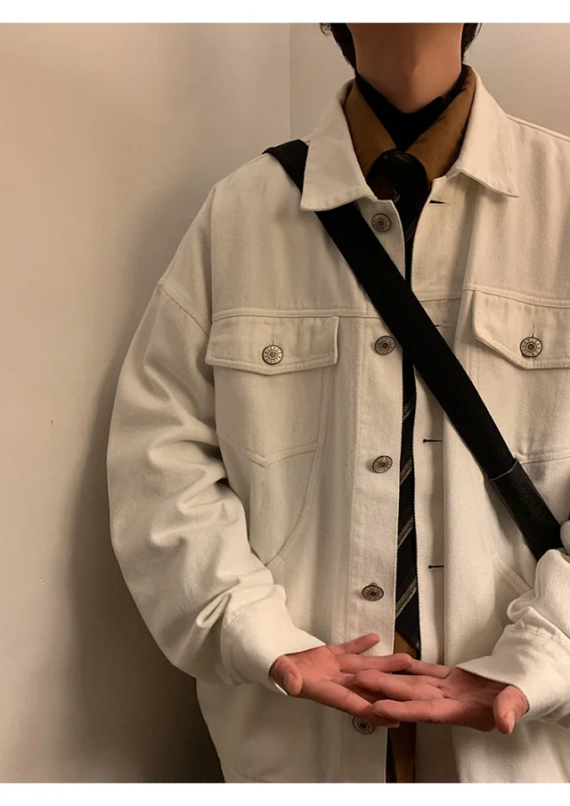 Men's Korean Relaxed Cotton Denim Jacket Detail