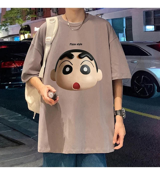 Men's Heavyweight Cotton Cartoon Tee Loose Detail