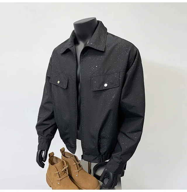 Starry Sky Men's Edgy Flight Jacket Detail