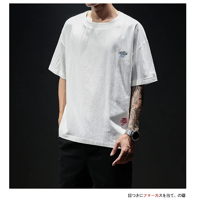 Linen T-shirt Men's Short Sleeve Detail