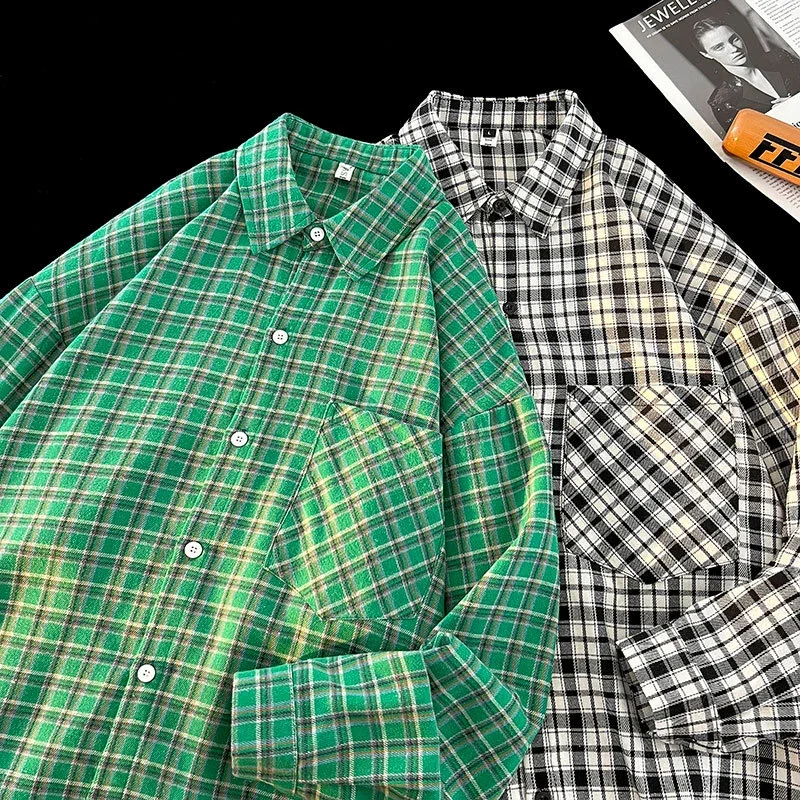 Men's Japanese Brushed Cotton Plaid Shirt Jacket