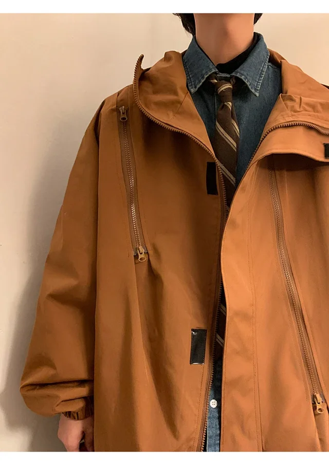 Men's HK Style A/W Loose Warm Hooded Jacket Detail