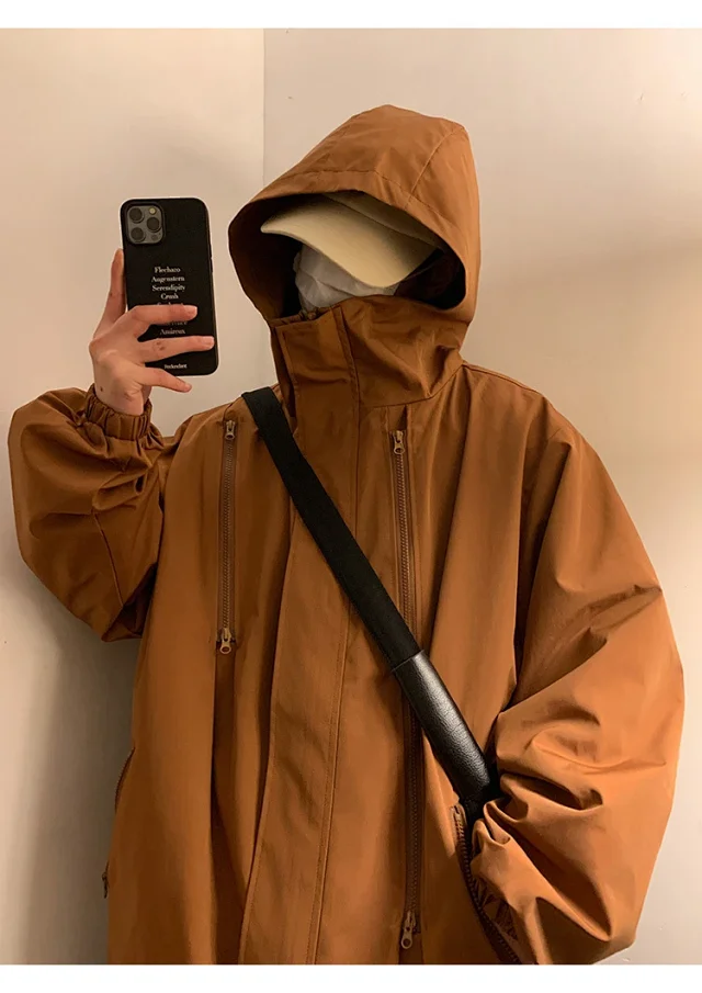 Men's HK Style A/W Loose Warm Hooded Jacket Detail