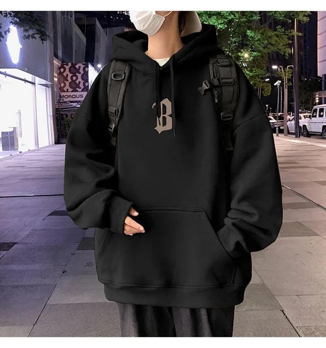 Japanese Hiphop Men's Oversized Cotton Hoodie Detail
