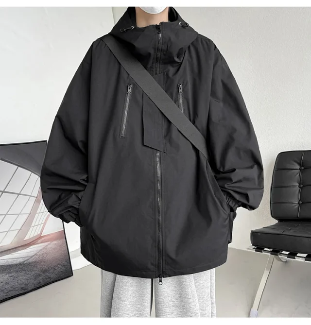 Black Warrior Men's Hooded Utility Jacket Detail