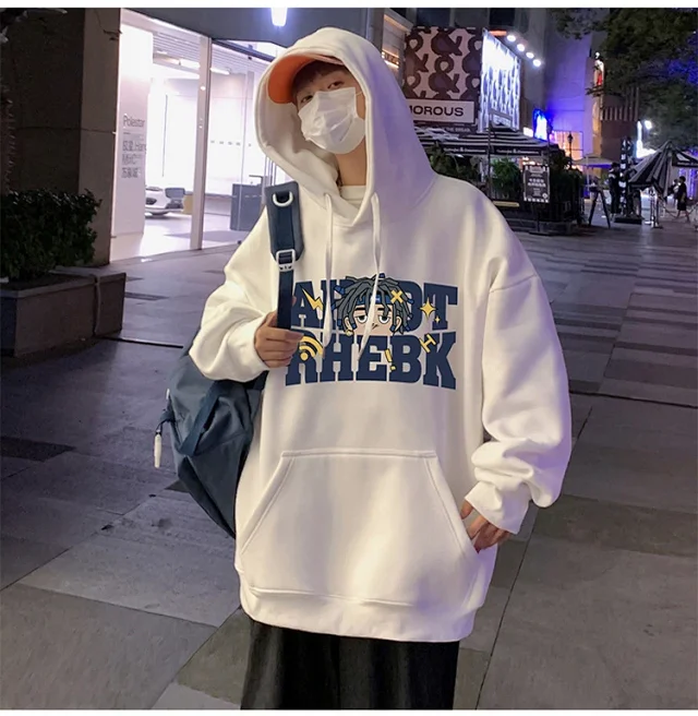 Men's Heavyweight Cotton Fleece Hoodie Fall Winter Detail