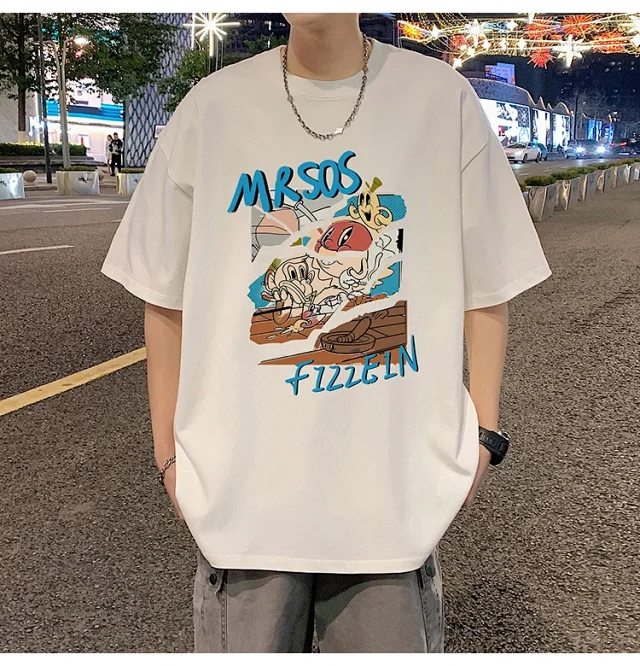 Plus Size Men's Summer Cartoon Tee Detail