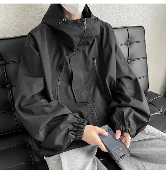 Black Warrior Men's Hooded Utility Jacket Detail