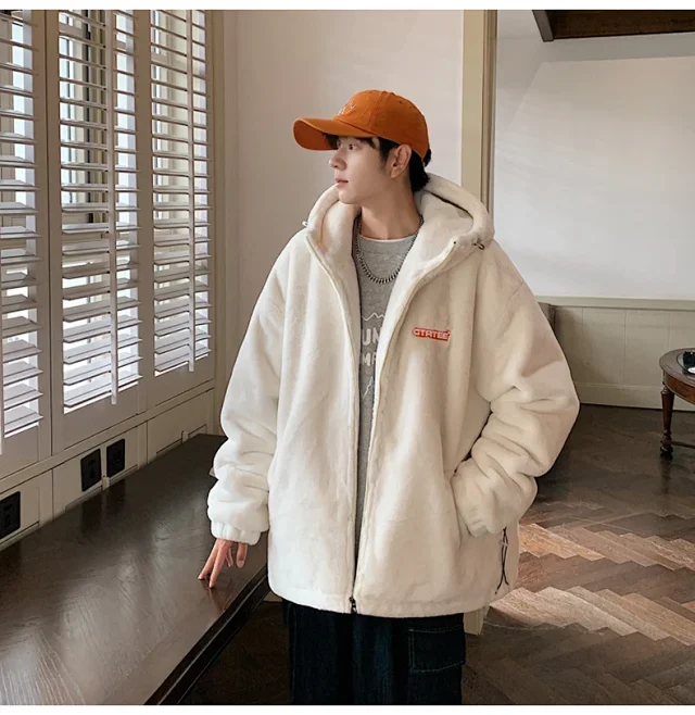 Men's Winter Sherpa Fleece Oversized Coat Detail