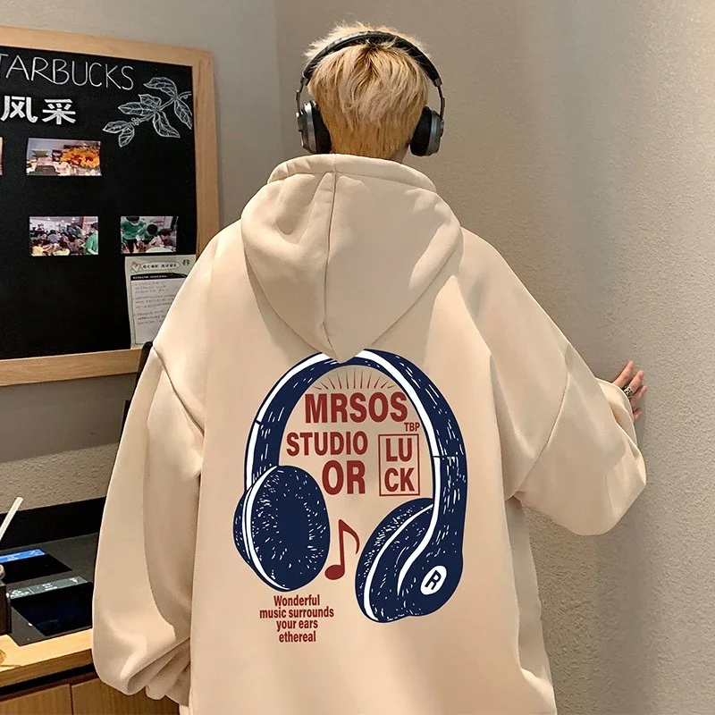 2025 Men's Cotton Hoodie (Hong Kong Style, Loose, Streetwear)