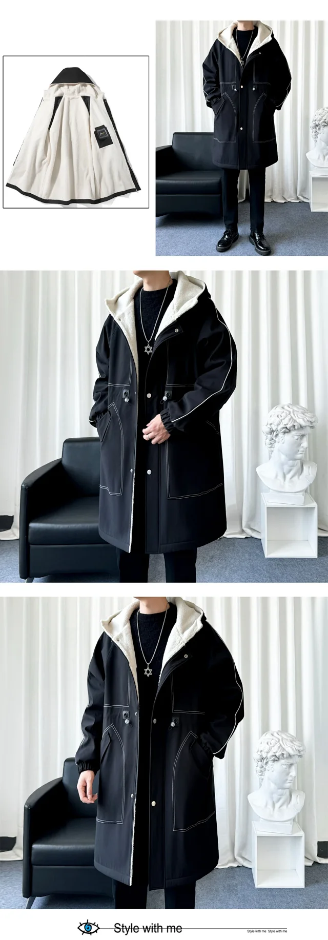 Men's Retro Workwear Hooded Trench AW24 Detail