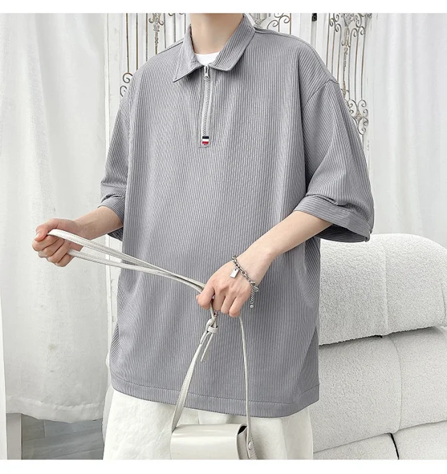 Men's Retro Quick-Dry Half-Zip Polo Detail