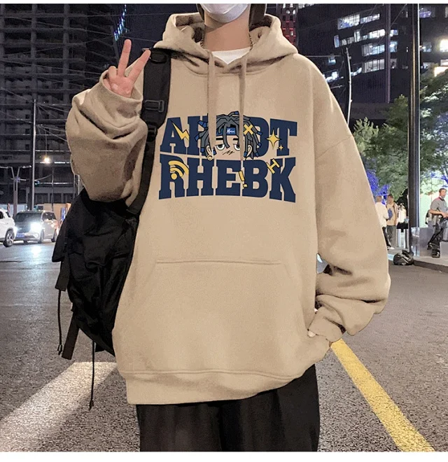 Men's Heavyweight Cotton Fleece Hoodie Fall Winter Detail