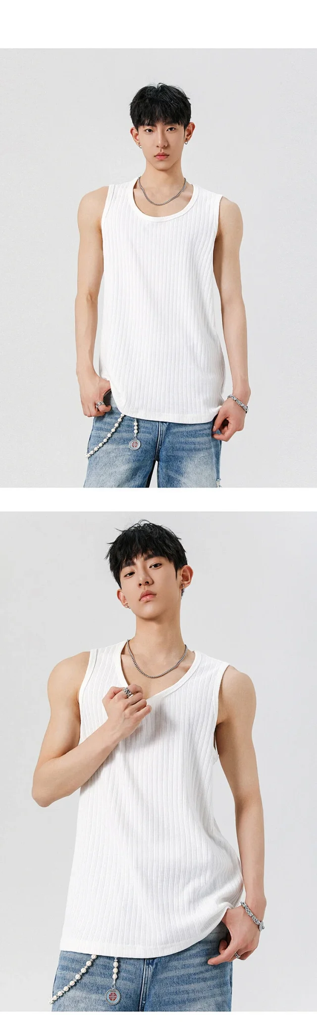 Men's Rayon Ribbed Relaxed Tank Top Detail