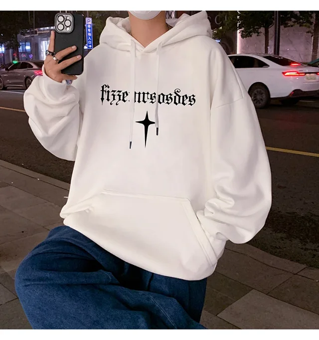 Men's Heavy Fleece Retro Hoodie Oversized Detail