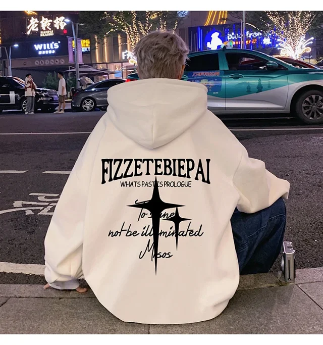 Men's Heavy Fleece Retro Hoodie Oversized Detail