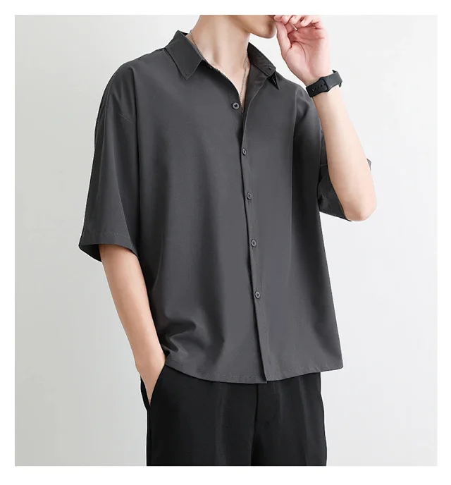 DK Men's Loose Cooling Black Shirt Detail