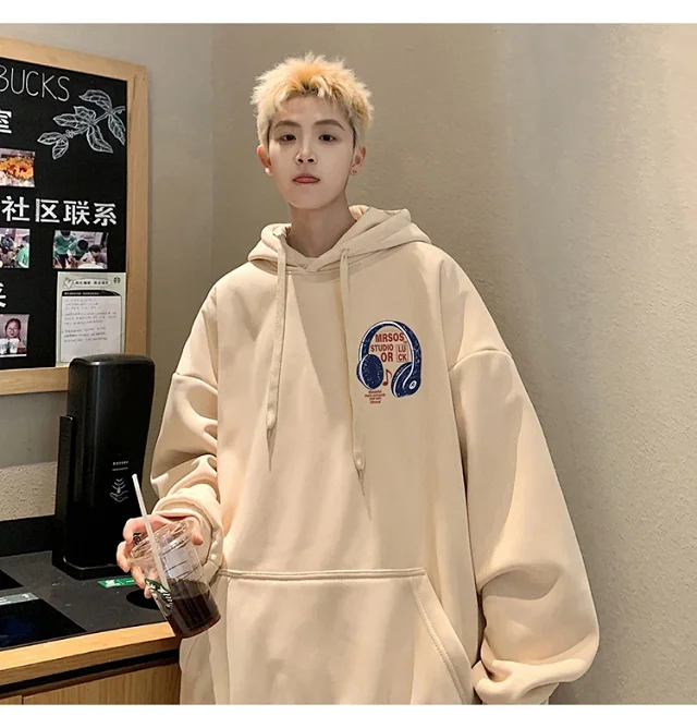 2025 Men's Cotton Hoodie (Hong Kong Style, Loose, Streetwear) Detail