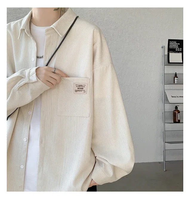 Men's Vintage Corduroy Long Sleeve Shirt Detail