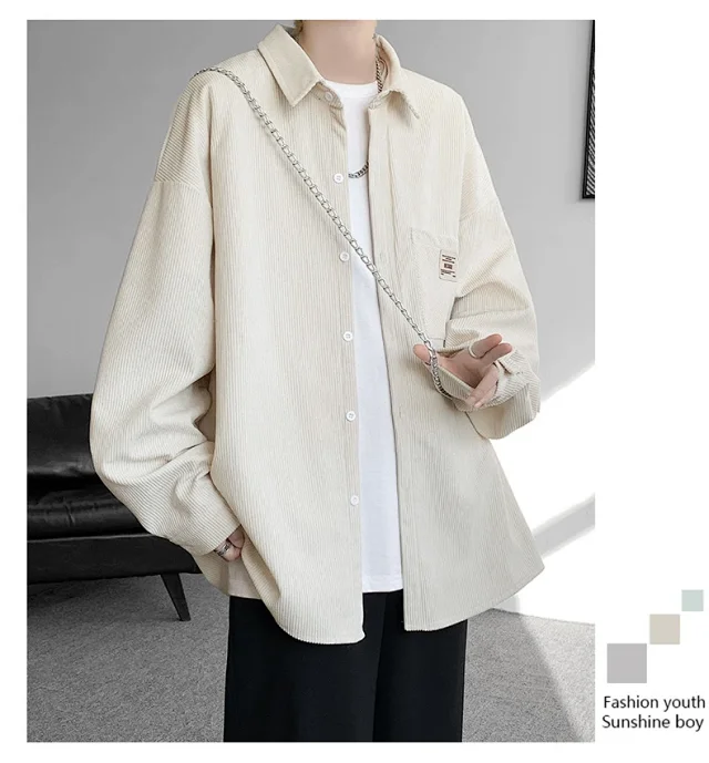 Men's Vintage Corduroy Long Sleeve Shirt Detail